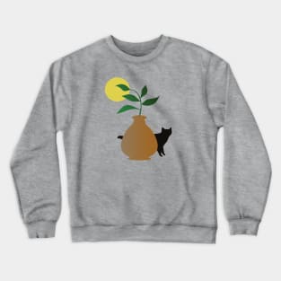 Brown Pot and Black Cat Crewneck Sweatshirt